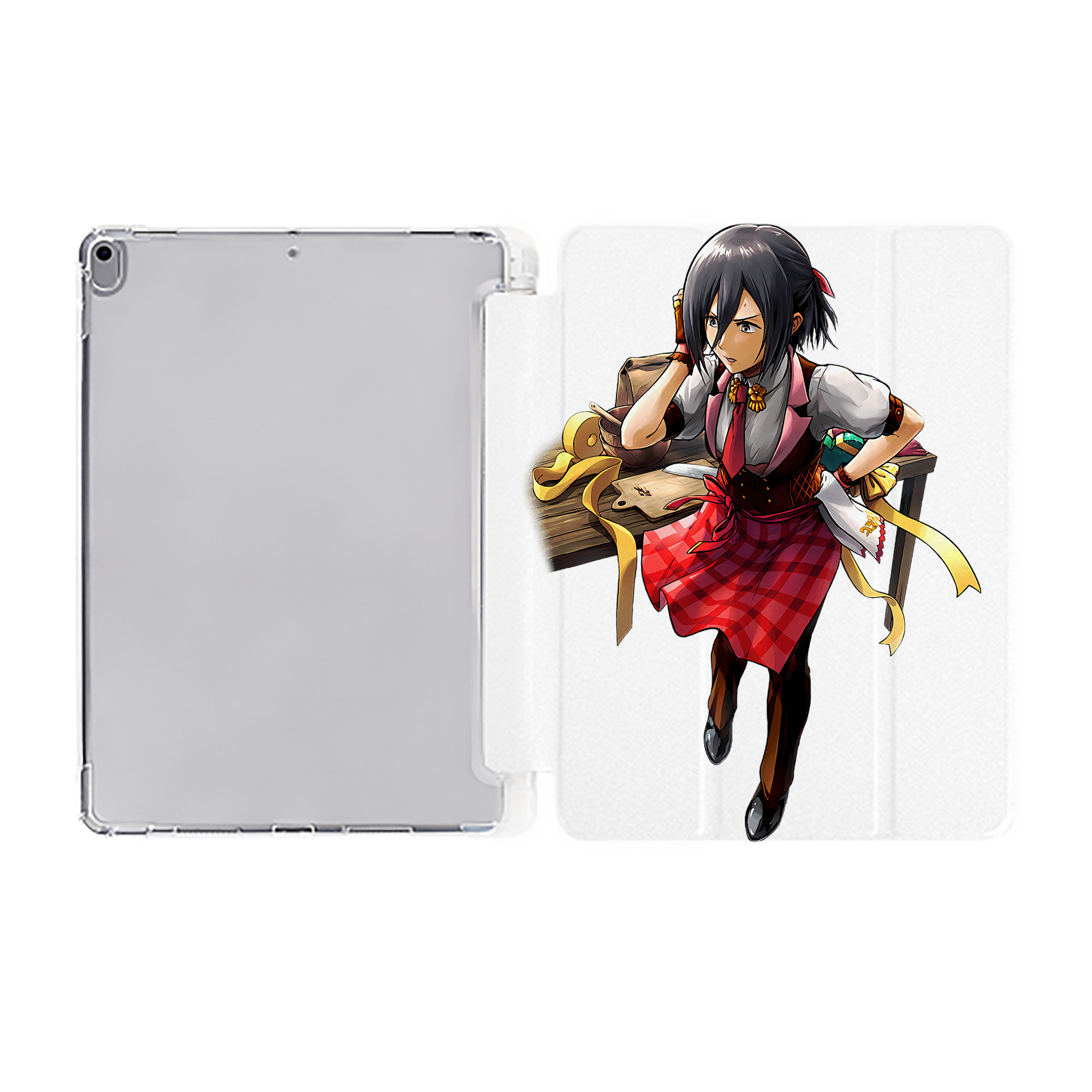 （画像用） 進撃の巨人 ミカサ·アッカーマン Attack on Titan Mikasa Ackerman IPad ケース ペン収納付き 三つ折りスタンド PUレザー×シリコン 対応機種9.5/10.5/10.9インチ